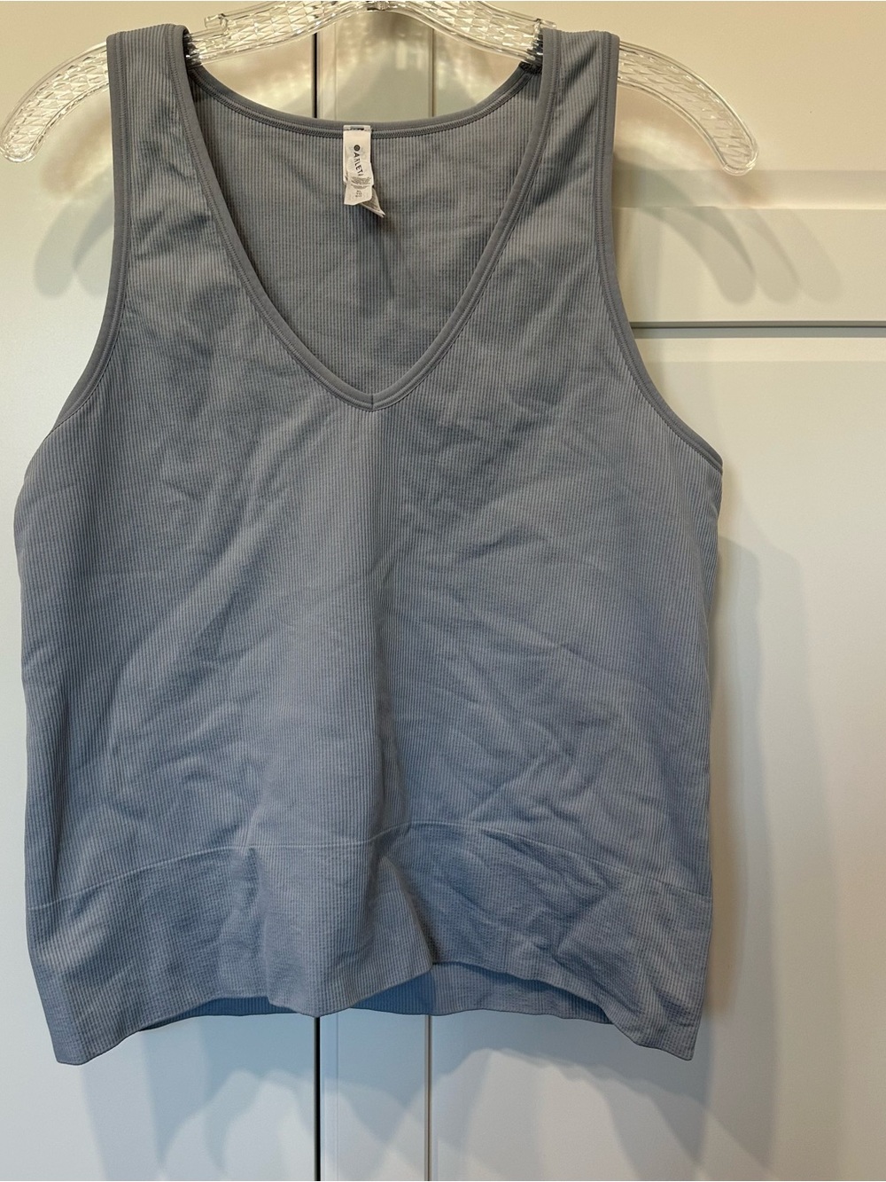 Athleta Aurora V-Neck Ribbed Tank Top,blue/gray,xl,athleisure,casual